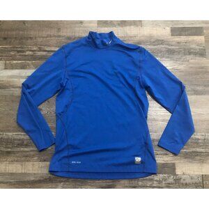Nike Pro Combat Mens Medium Fitted Long Sleeve Athletic Shirt Blue